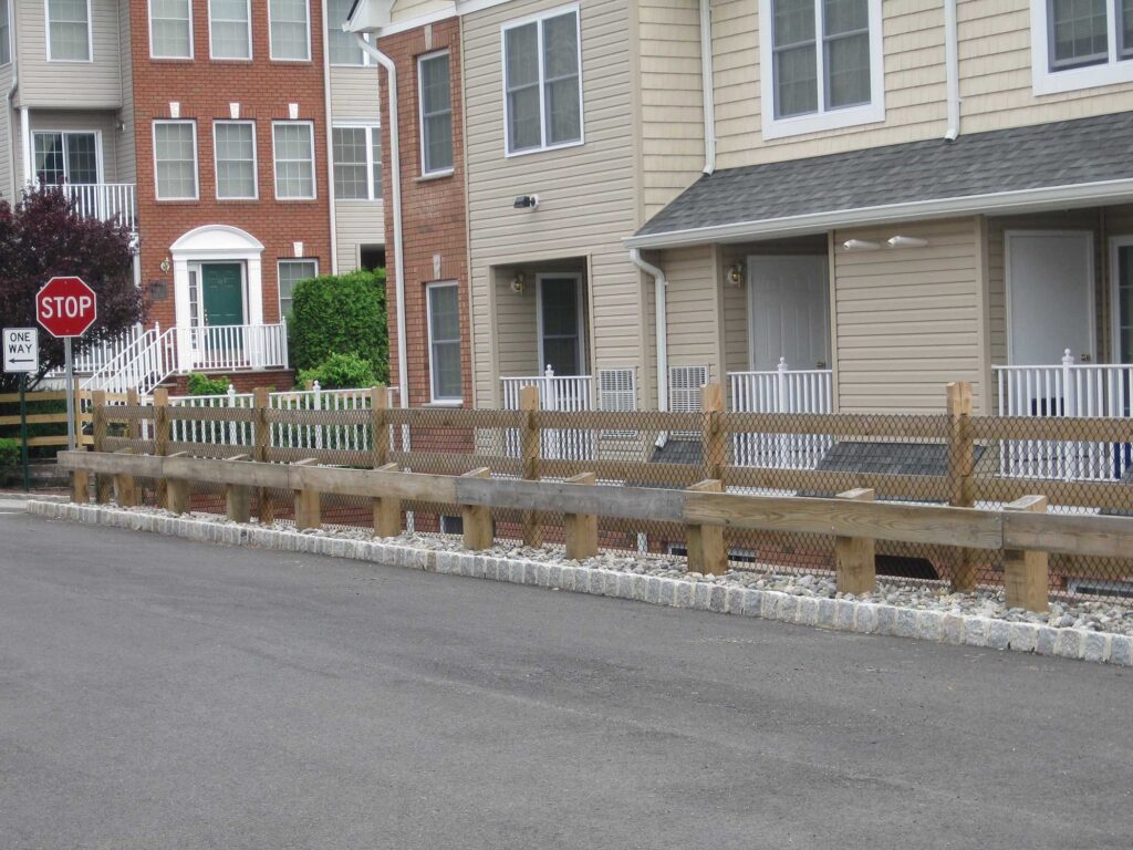 timber rail guard rail chain link