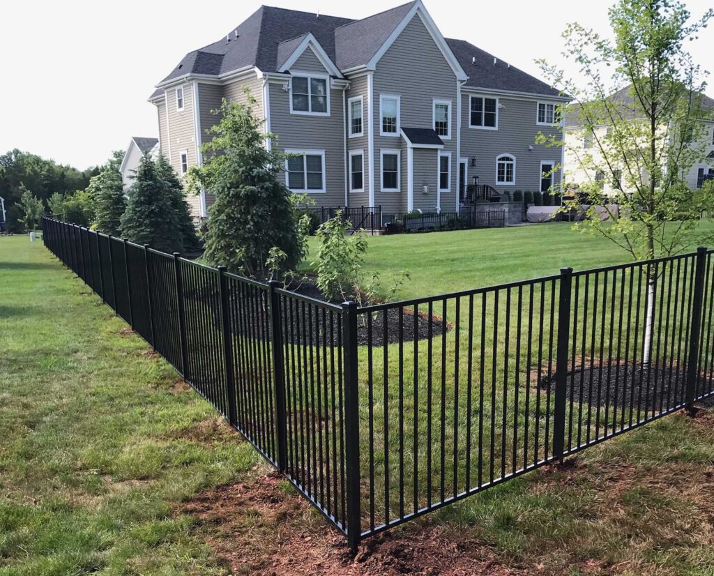 black aluminum property fence