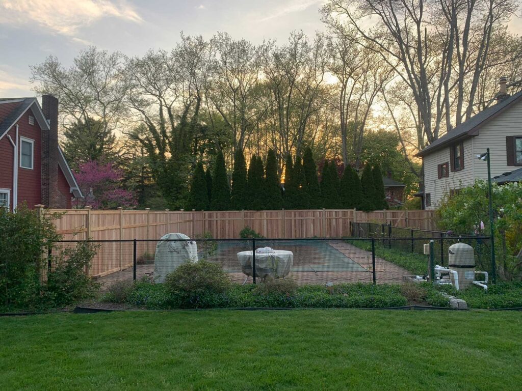 solid tongue and groove pool fence