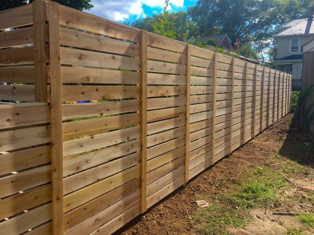 spaced horizontal cedar fence